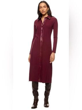 Toccin Variegated Rib Knit Leather Combo Dress Size Medium